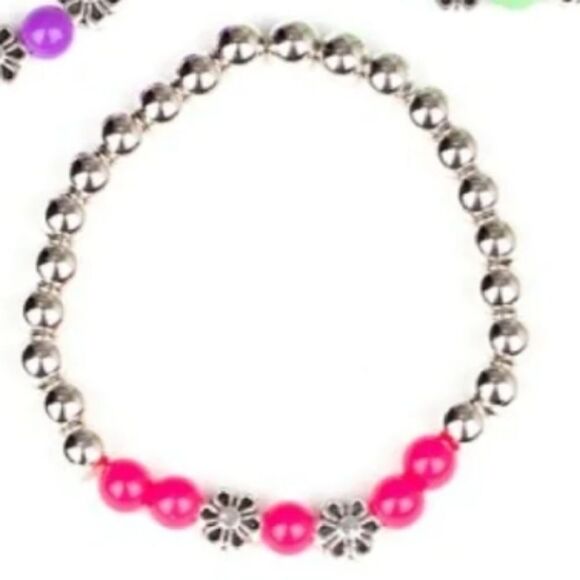 NWT Paparazzi Starlet Shimmer Pink Mini Flower Stretchy Bracelet - Picture 1 of 3